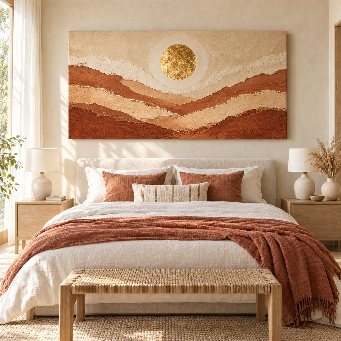 Desert dune panoramic canvas above a bed