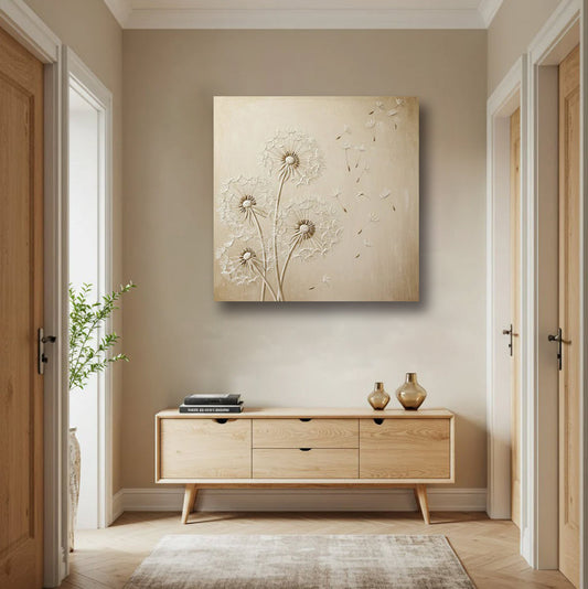 Serene Dandelion Breeze Wall Art – Elegant Canvas Décor