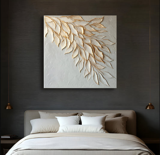 Golden Cascade – Luxe Leaf Wall Art Canvas