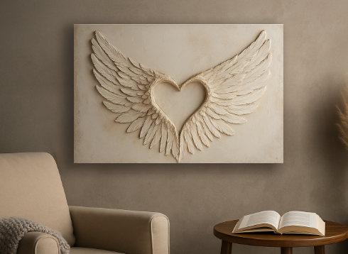 Wings Of Hearts 12W x 8H Inches