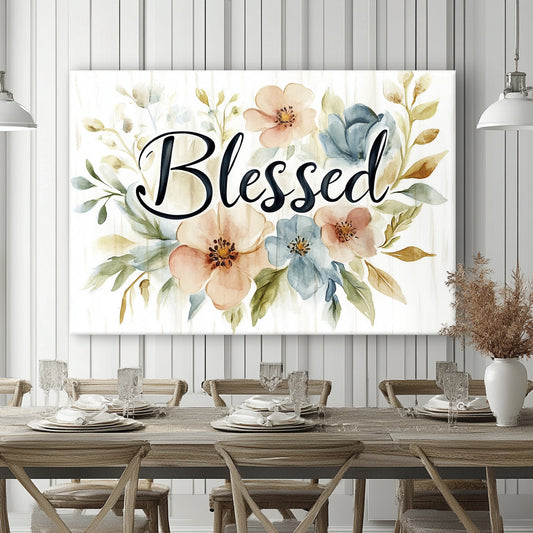 Blessed Floral Harmony – Rustic Farmhouse Wall Art Canvas
