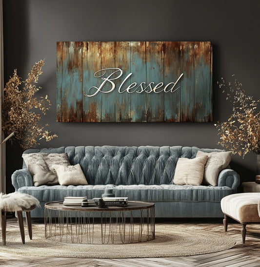 Blessed Canvas Wall Art – Inspirational Farmhouse Décor for Home & Living Room
