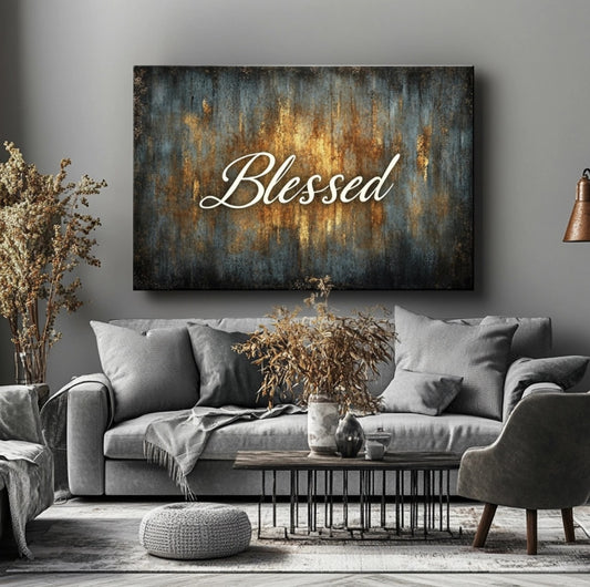 Blessed Wall Art – Inspirational Quote Canvas for Living Room and Bedroom Decor