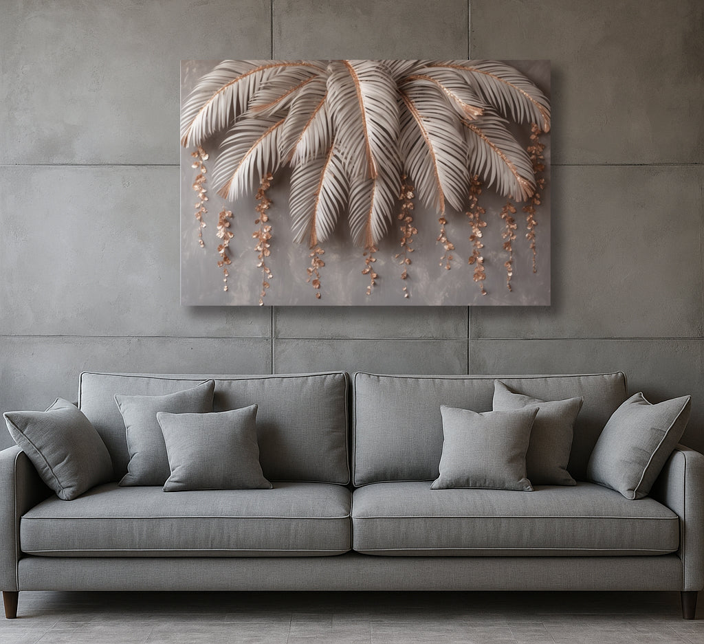 Blush Palm Drape – Tropical Luxe Coastal Wall Art Canvas