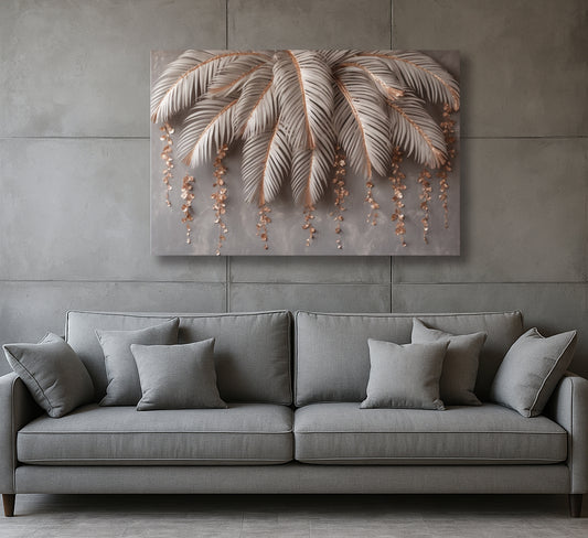 Blush Palm Drape – Tropical Luxe Coastal Wall Art Canvas