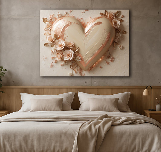 Blushbound Heart – Romantic Canvas Wall Art (Flat Print)