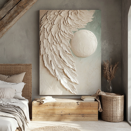 Celestial Embrace – Angel Wing & Moon Wall Art with Elegance