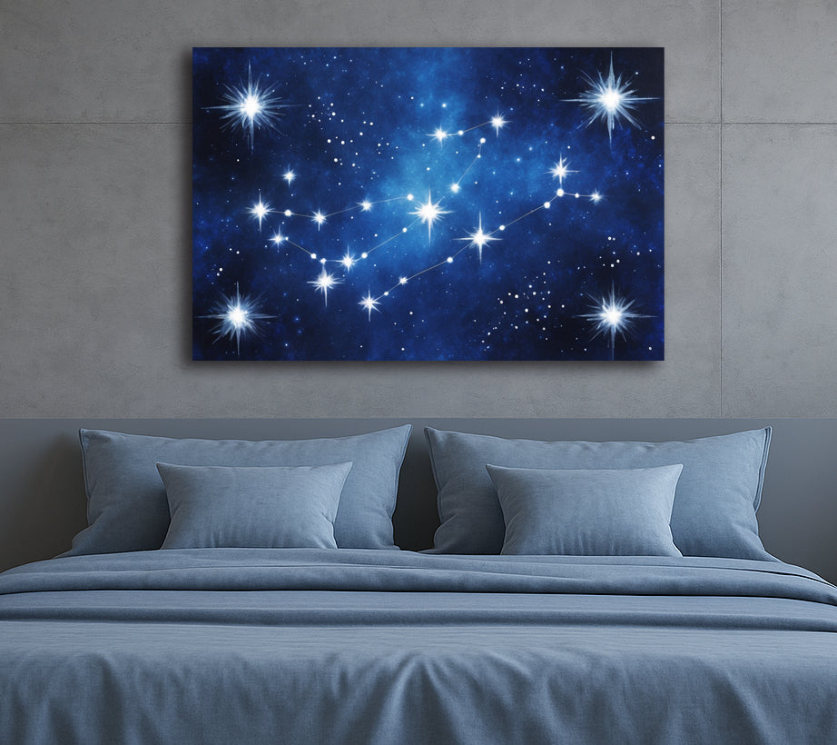 Celestial Symphony – Blue Night Sky Constellation Canvas Print