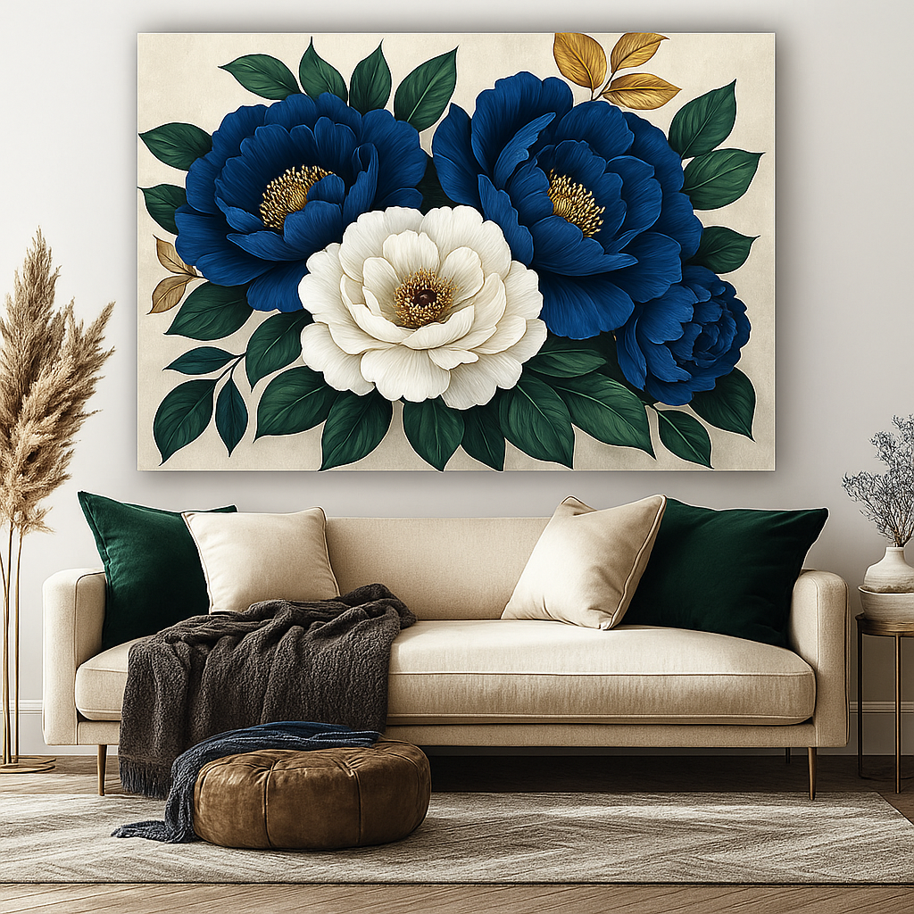Romantic Flower Wall Art – Oversized Canvas for Bedroom and Living Room Decor