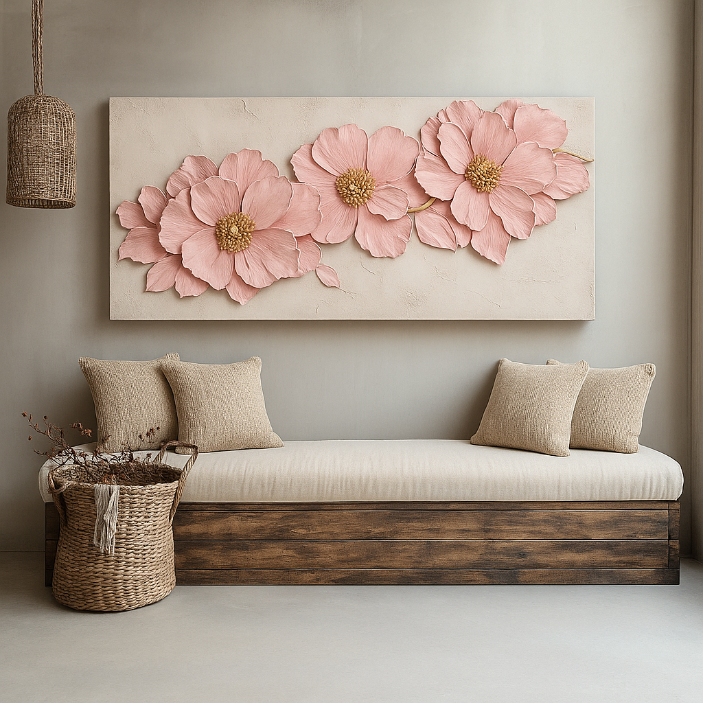 Modern Floral Wall Art – Oversized Blossom Canvas for Home and Bedroom Decor