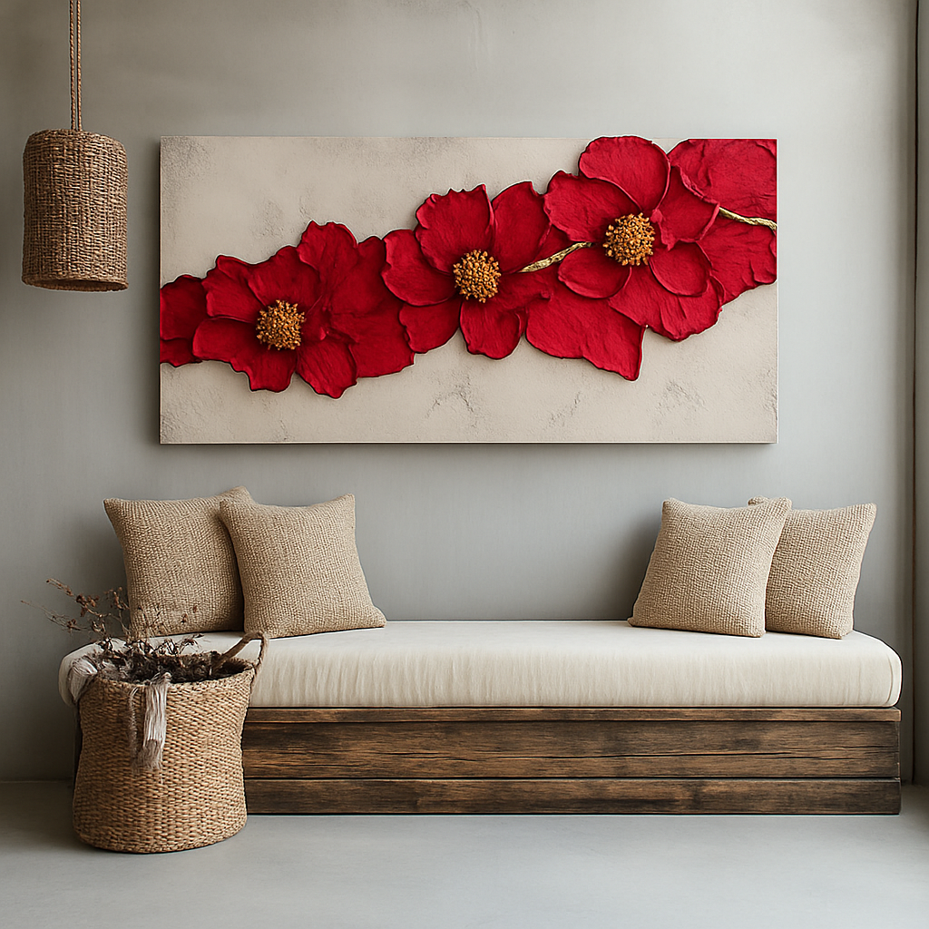 Modern Floral Wall Art – Oversized Blossom Canvas for Home and Bedroom Decor