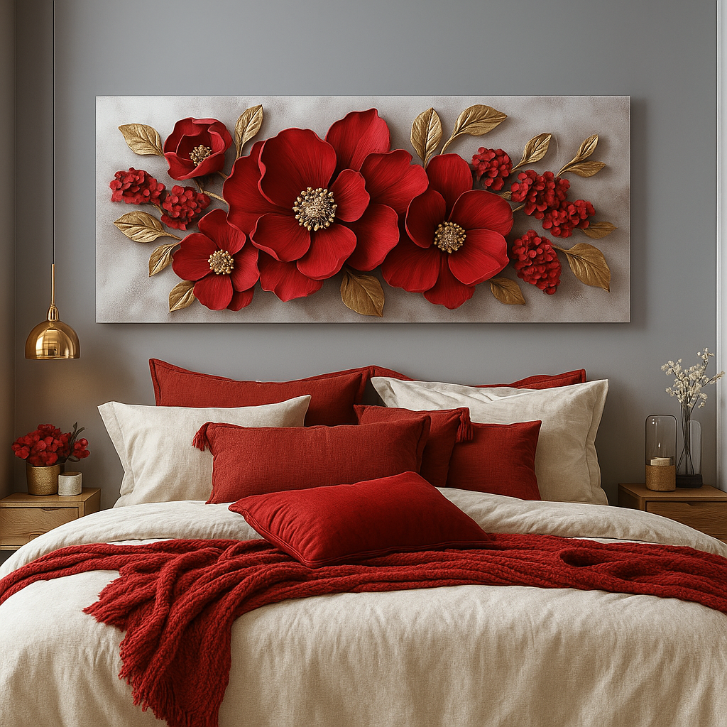 Modern Blossom Wall Art – Oversized Flower Canvas for Bedroom and Living Room Decor