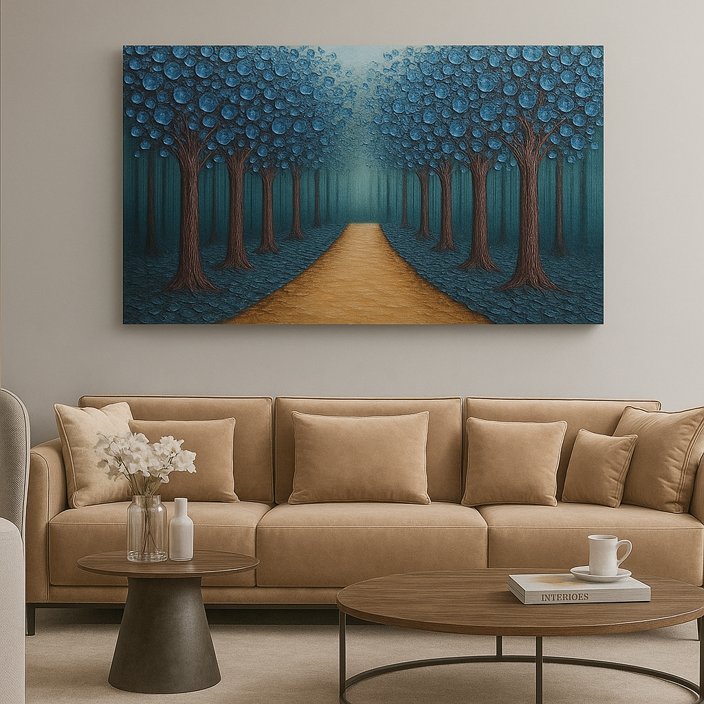 Golden Forest Path Wall Art Canvas