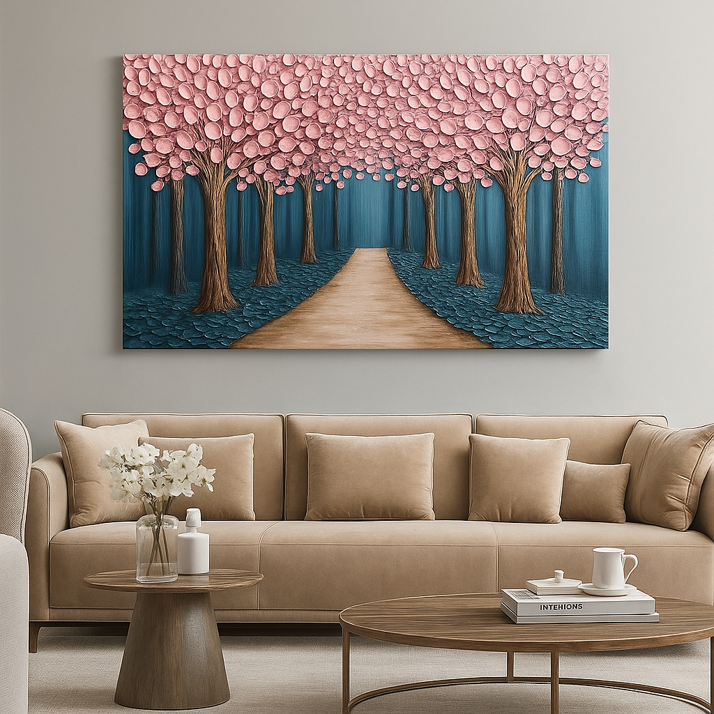Golden Forest Path Wall Art Canvas