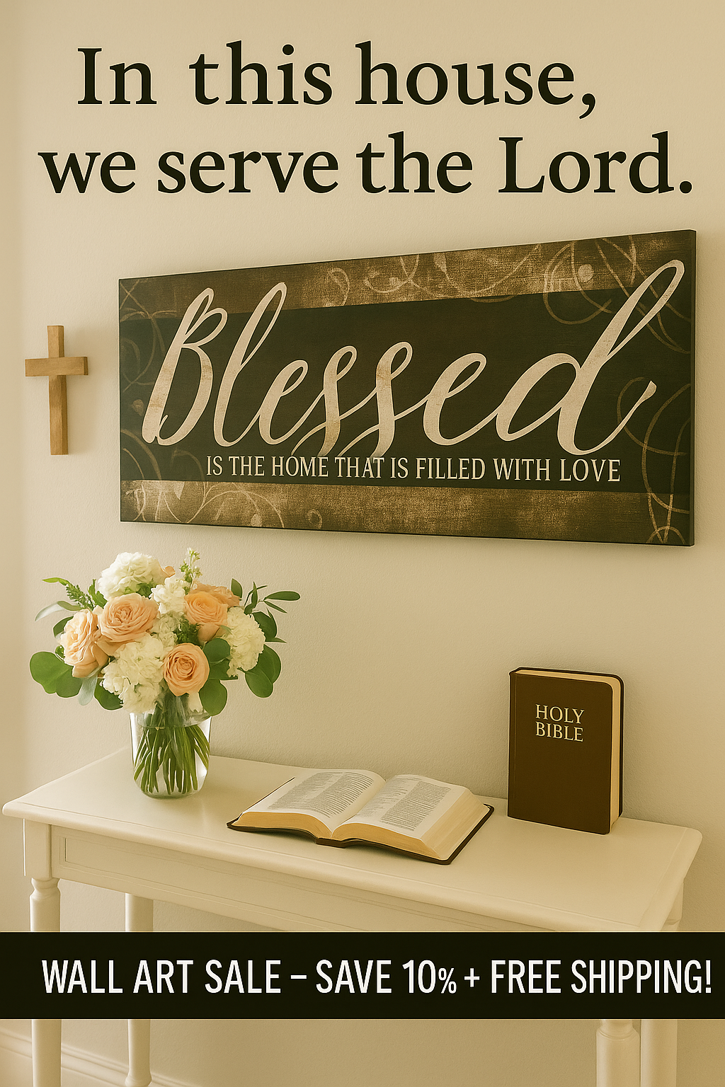 Christian Wall Art: Blessed Is The Home (Wood Frame Ready To Hang) – Sense  for Decor, image size:1024x1536