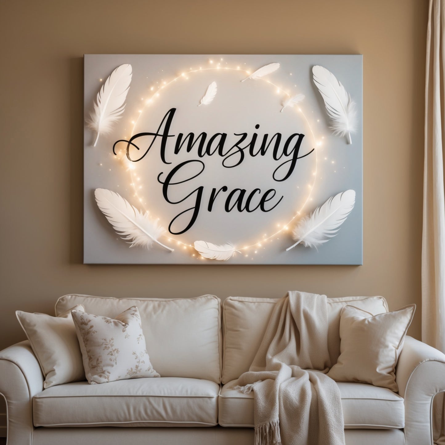 Circle of Grace – Feather and Light Christian Wall Art for Peaceful Interiors
