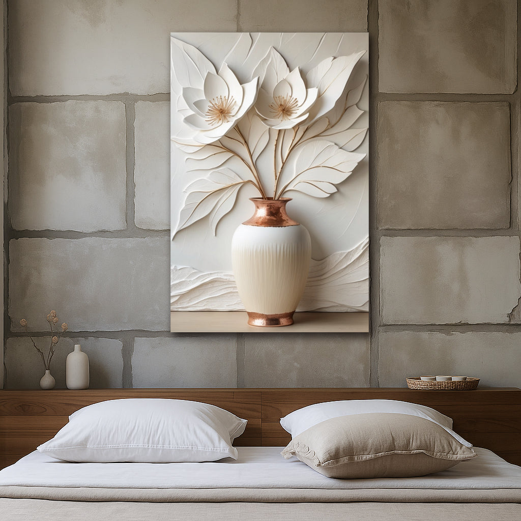 Copper Harmony : Vase & Blossom Canvas Print