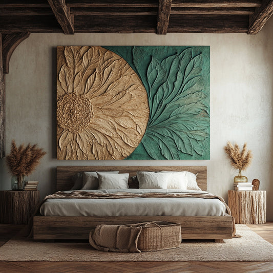 Rustic Bloom Harmony Canvas – Nature-Inspired Wall Art for Boho Bedrooms