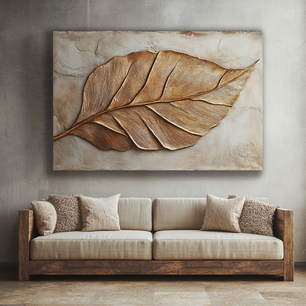 Ethereal Leaf Harmony V3 – Luxurious Botanical Wall Art for Elegant Interiors