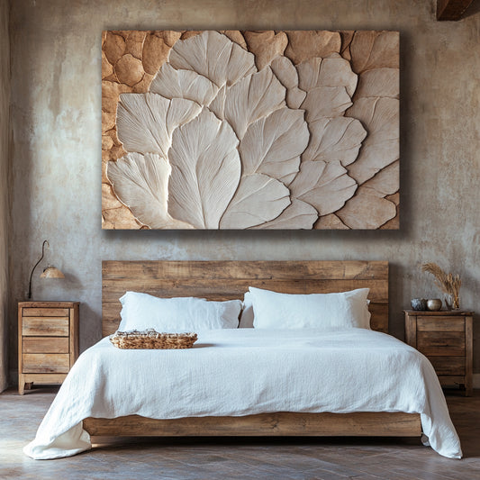 Ethereal Leaf Harmony V7 – Luxurious Golden Botanical Wall Art for Elegant Interiors