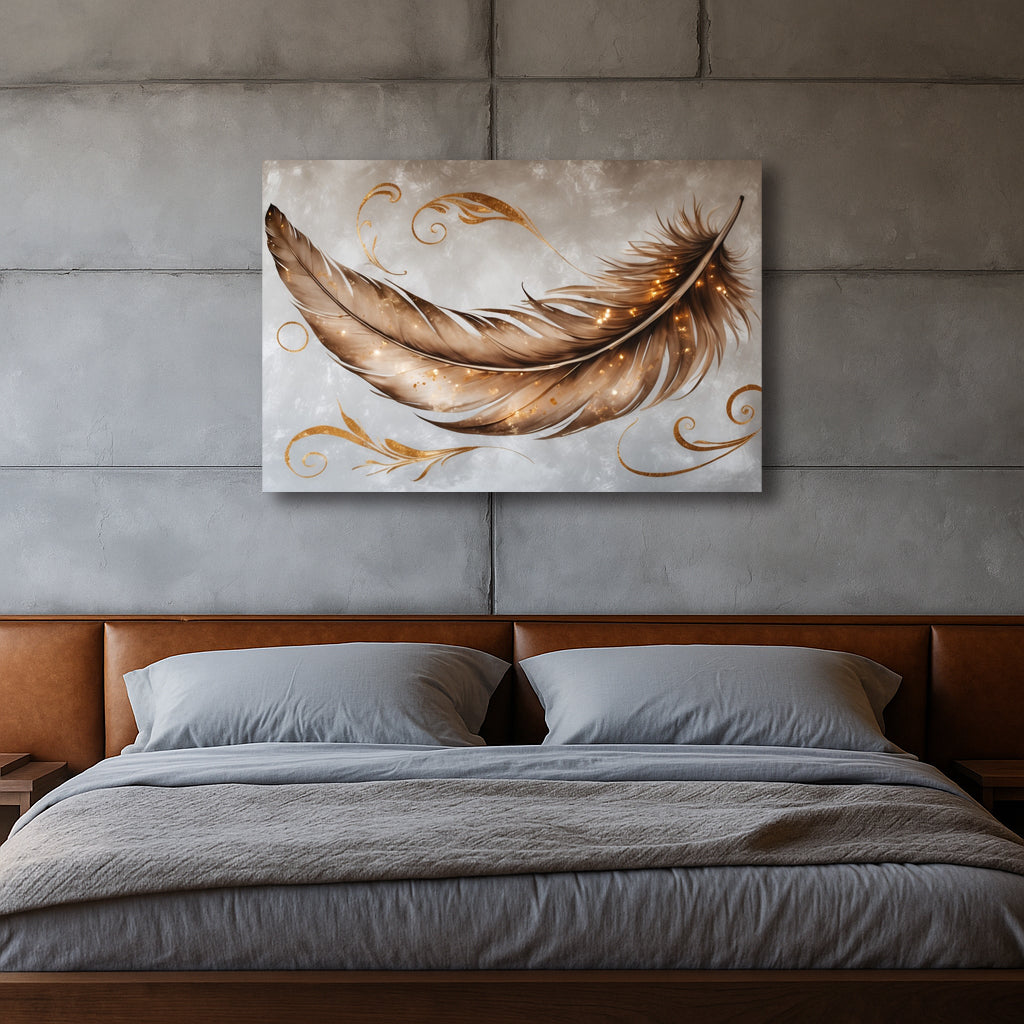 Featherlight Drift - Elegant Feather Wall Art Canvas