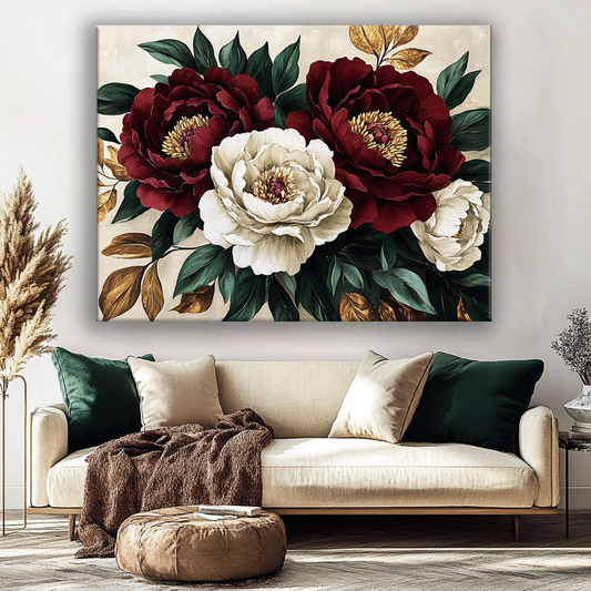 Romantic Flower Wall Art – Oversized Canvas for Bedroom and Living Room Decor