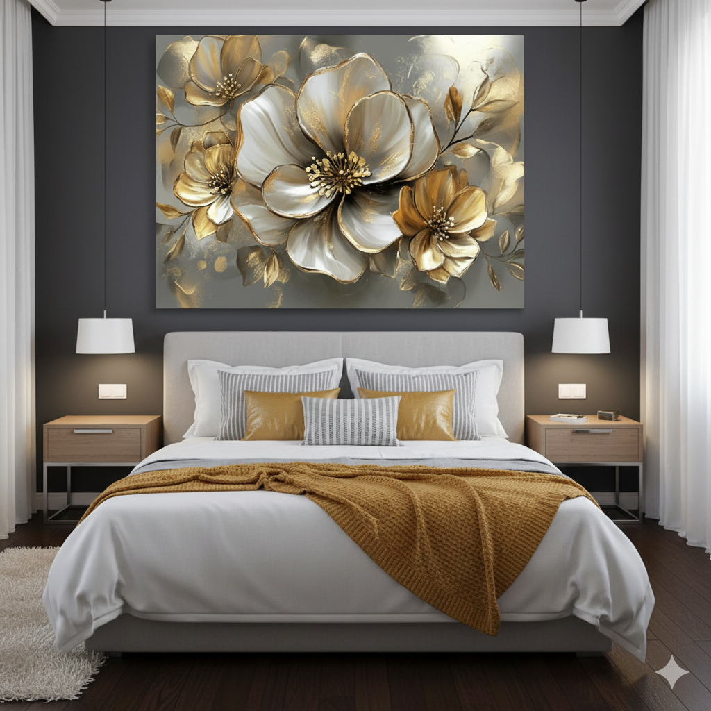 Luxury Floral Canvas – Oversized Blossom Wall Art for Living Room and Home Décor