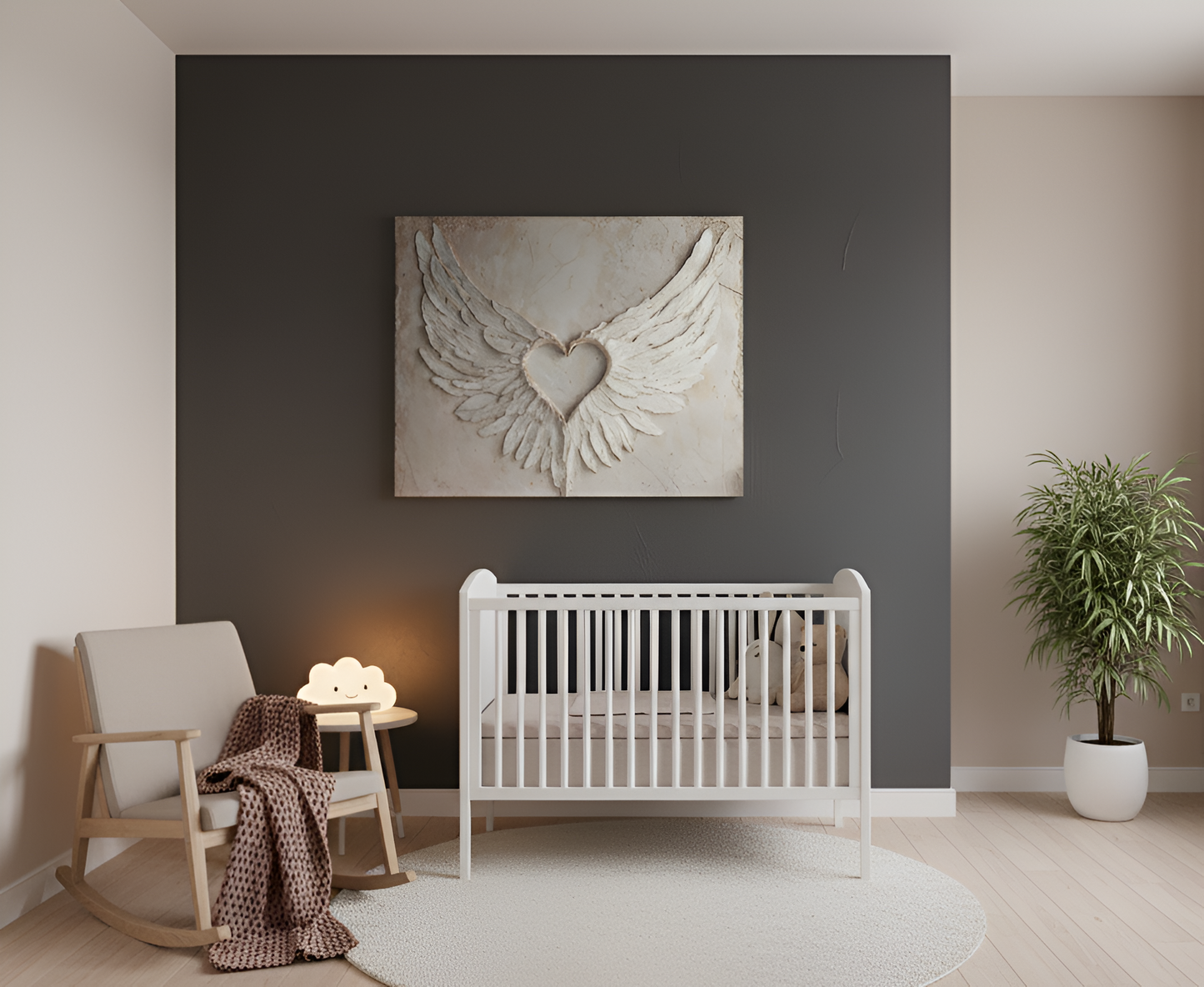 Angel Wings Wall Art – Heart Shaped Wing Design for Bedroom & Living Room Décor