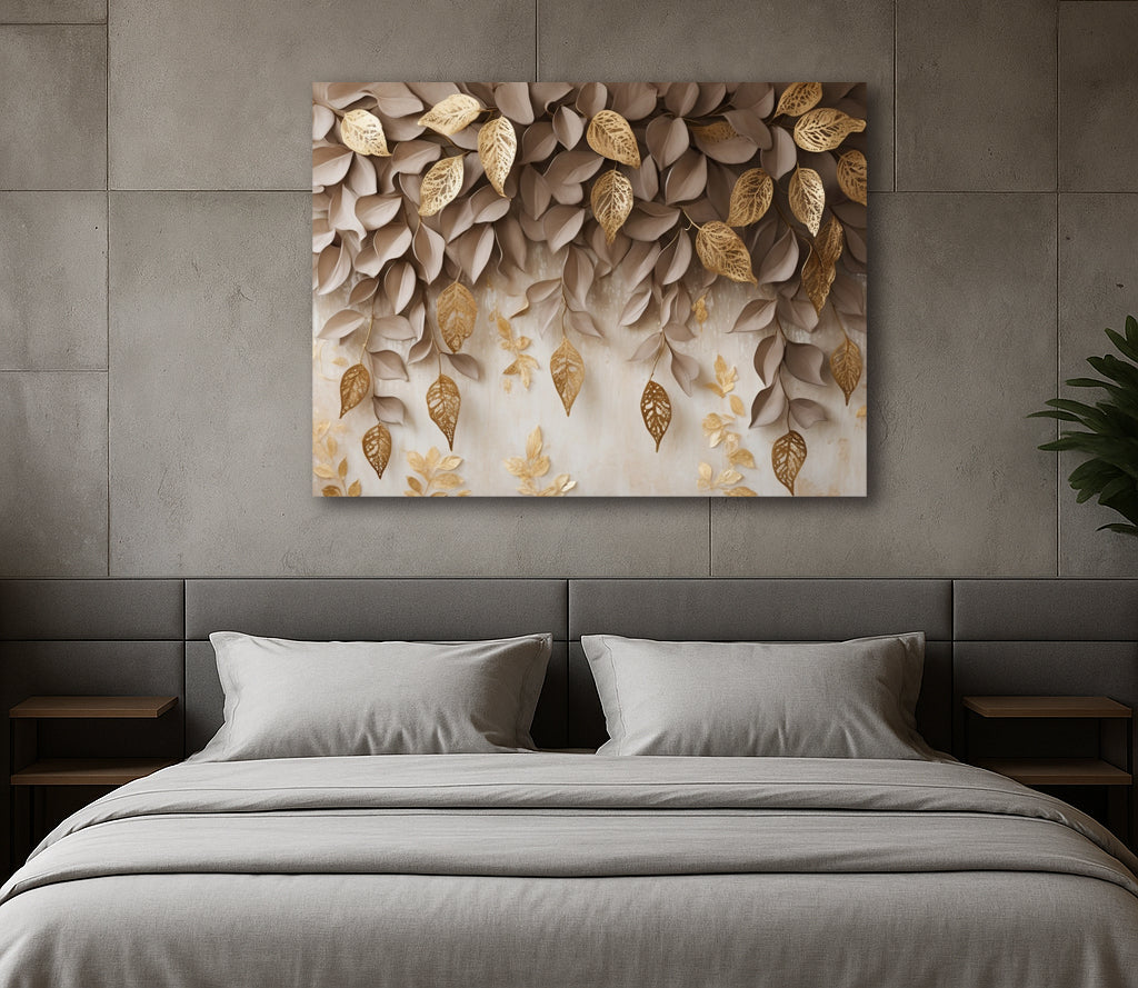 Golden Driftleaf Canopy – Textured Look Canvas Wall Art