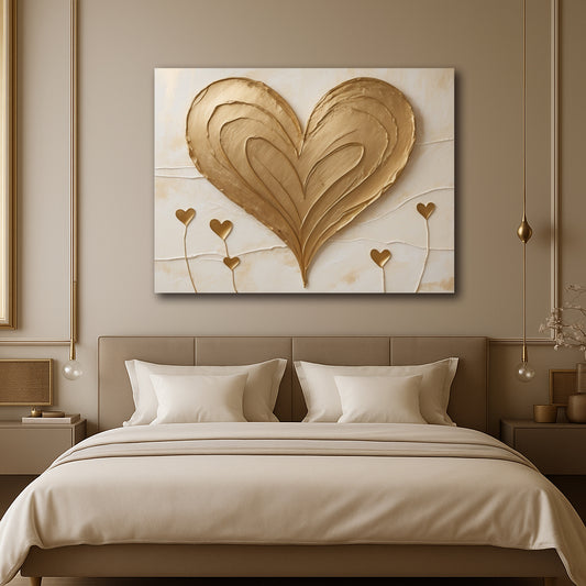 Golden Heart Harmony Canvas Wall Art