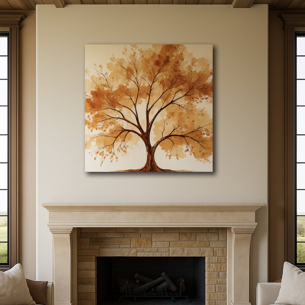 Golden Serenity Autumn Tree Canvas Wall Art