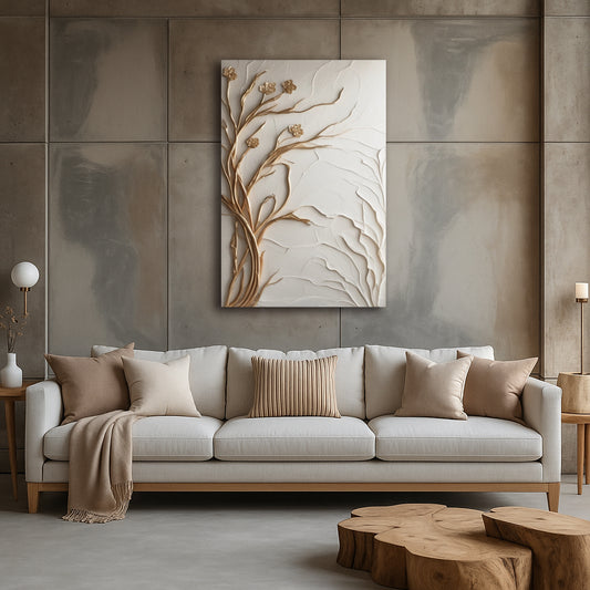 Golden Whisper Branch – Elegant Nature-Inspired Canvas Print