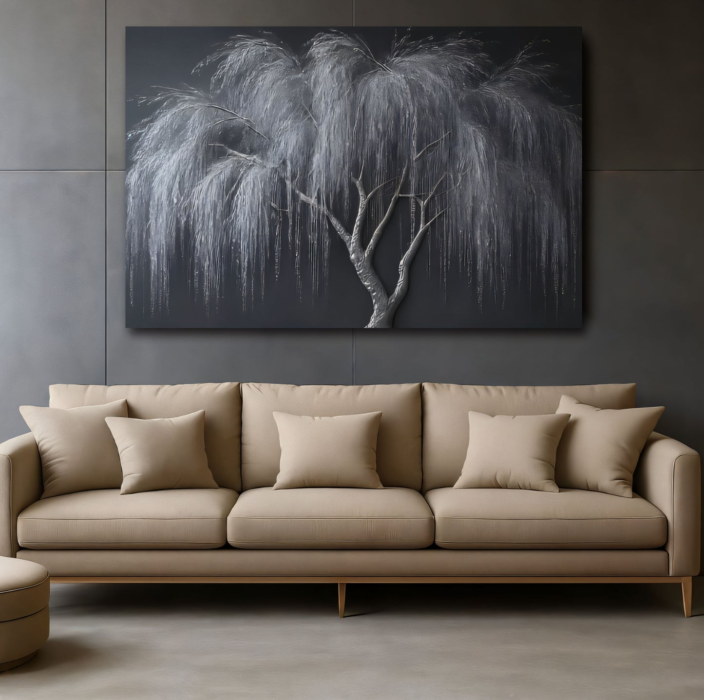 Golden Willow Grace Wall Art – Textured Look Canvas