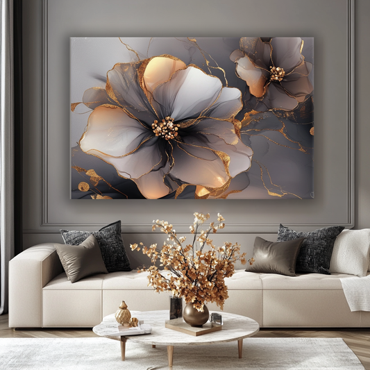 Nature Wall Art: Golden Blooms V7