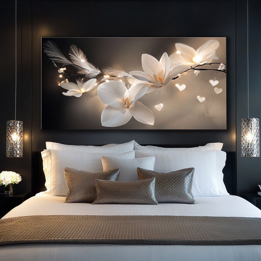 Romantic Blossom Wall Art – Elegant Floral Canvas for Bedroom and Living Room Decor