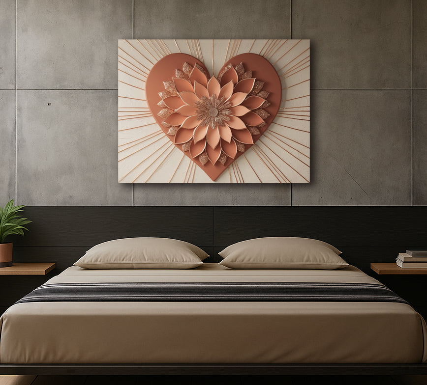 Radiant Bloom Heart – Illusion Style Canvas Print (Not 3D Textured)