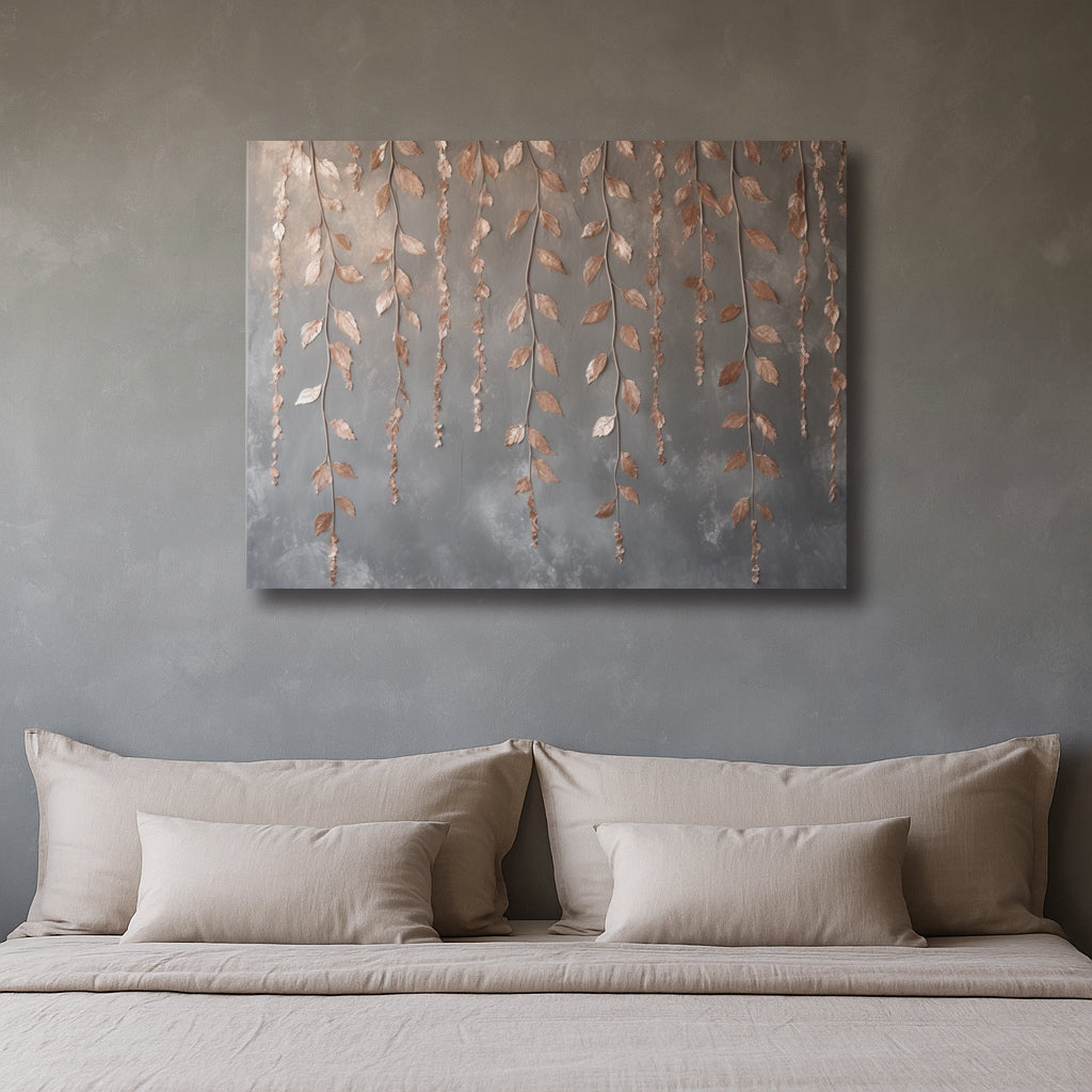 Rose Gold Cascade Vines – Textured Look Canvas Wall Art