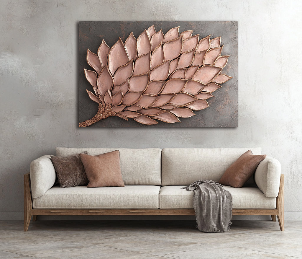 Rose Pine Cone-Inspired Wall Art – Elegant Nature Motif in Soft Tones
