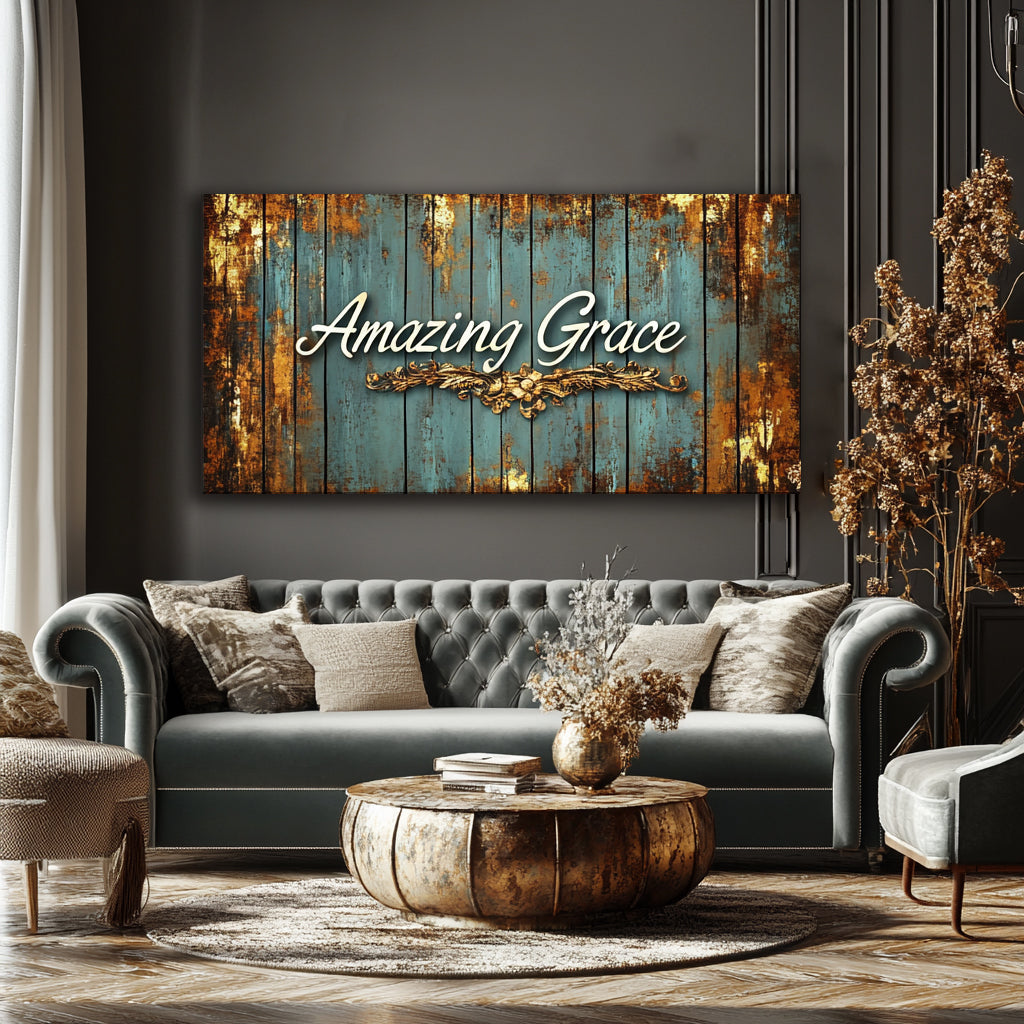 Rustic Amazing Grace word art V3