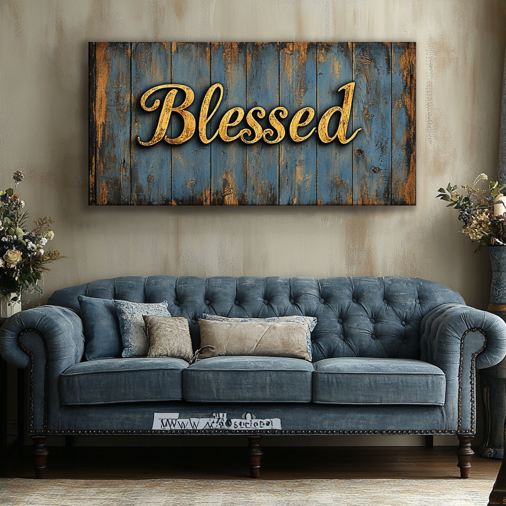 Rustic Blessed Word art