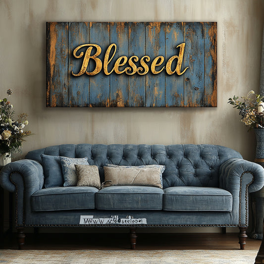 Rustic Blessed Word art