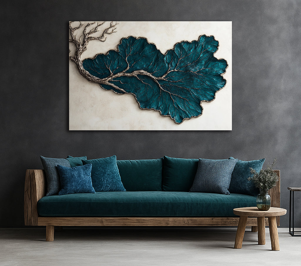 Teal Vine Harmony Wall Art – Nature-Inspired Canvas