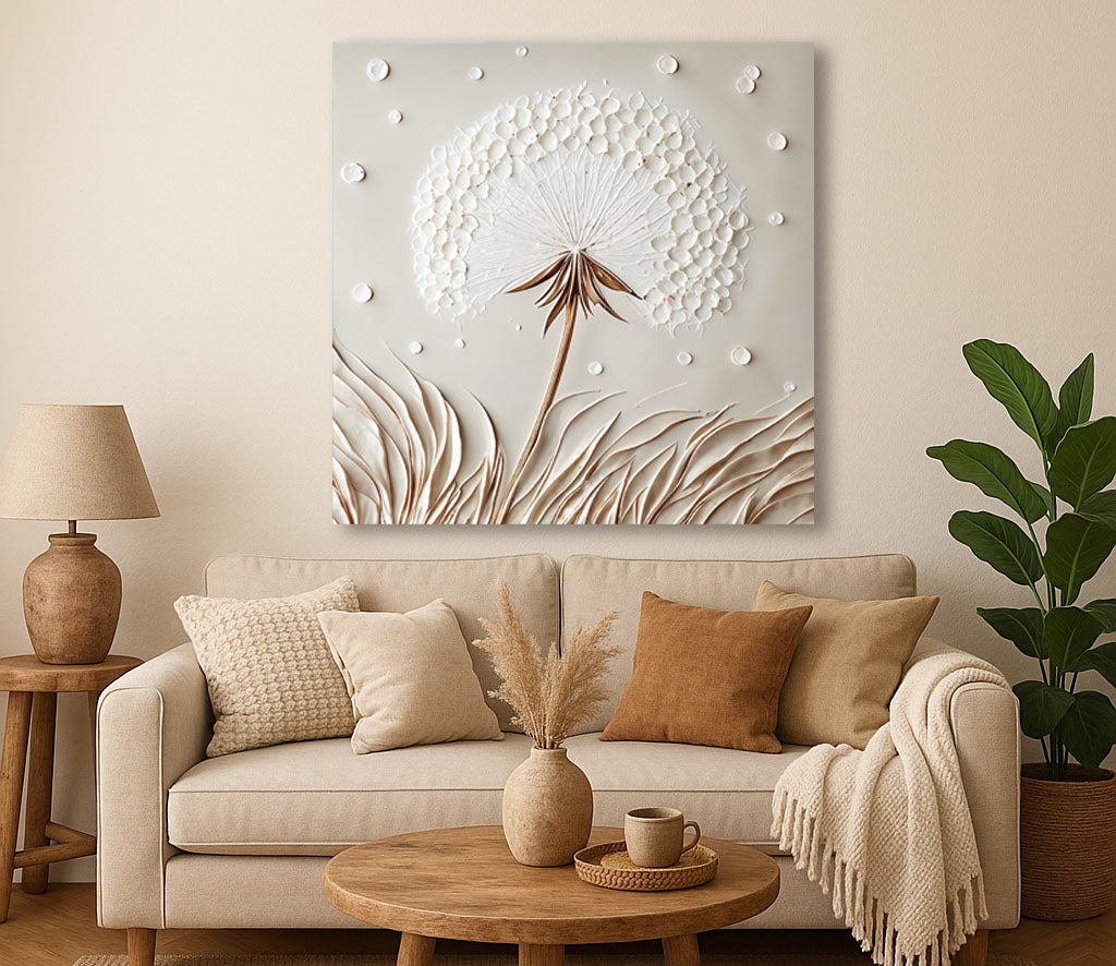 Dandelion Dreams Wall Art – Modern Nature Canvas for Bedroom & Living Room