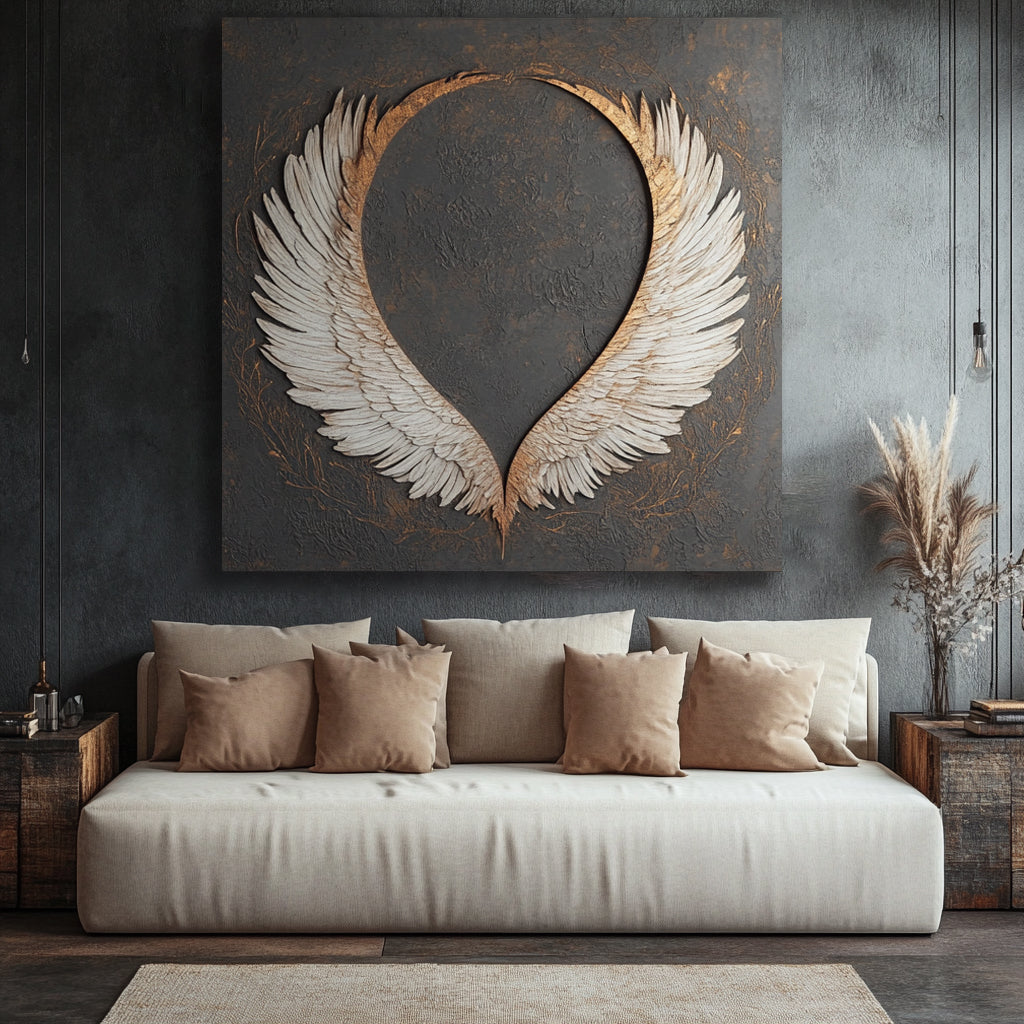 Golden Guardian Wings Wall Art Canvas