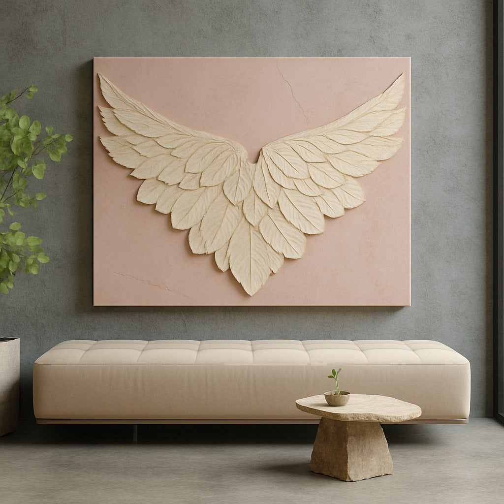 Feather Wing Wall Art – Elegant Textured Canvas for Living Room and Home Decor