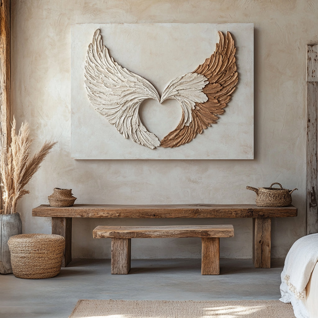 Wings of Love V6 - Rustic Angel Wing Wall Art for Serene Spaces