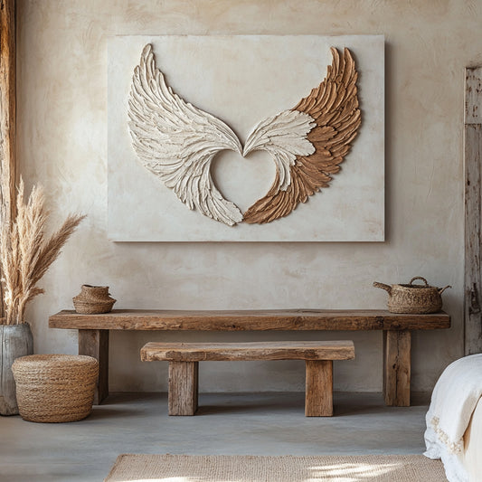 Wings of Love V6 - Rustic Angel Wing Wall Art for Serene Spaces