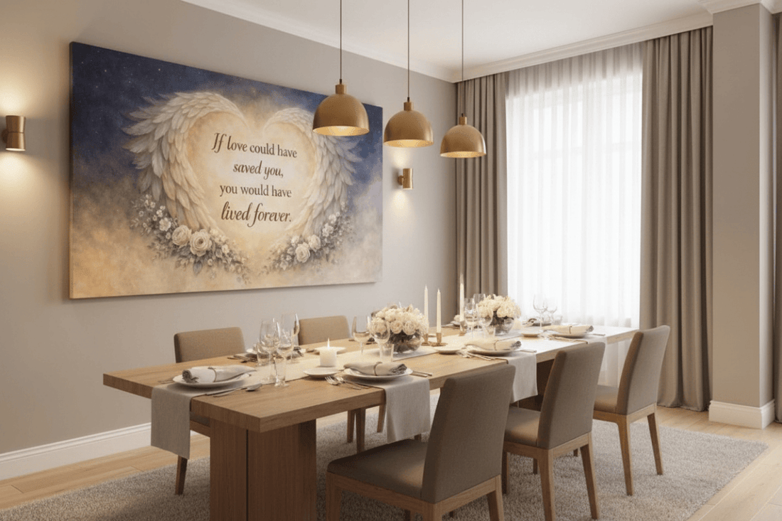 A Piece Of My Heart Lives In Heaven Memorial Wall Art - Magnolia & Gold Butterfly Canvas - Sense for Decor