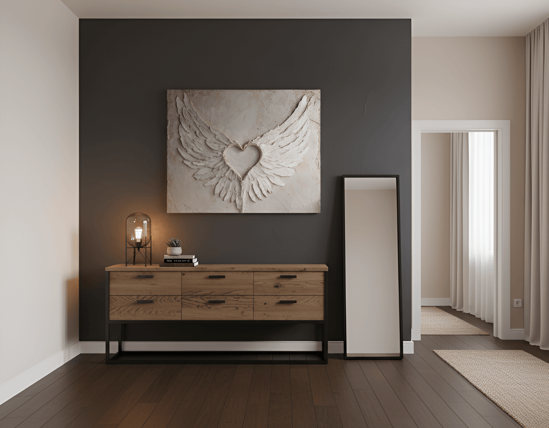 Angel Wings Wall Art – Heart Shaped Wing Design for Bedroom & Living Room Décor - Sense for Decor