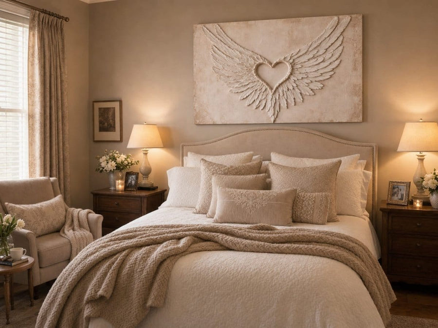 Angel Wings Wall Art – Heart Shaped Wing Design for Bedroom & Living Room Décor - Sense for Decor